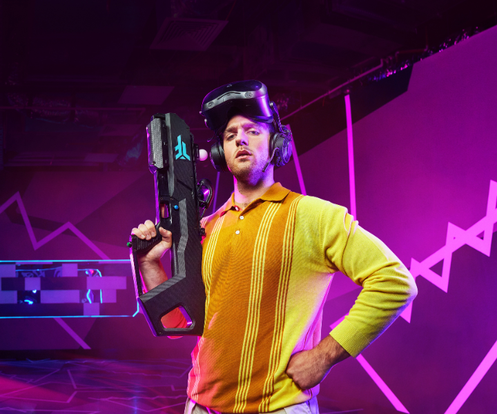 Player in yellow shirt at Zero Latency VR