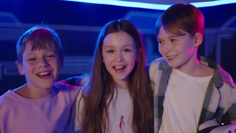 Kids laughing after a virtual reality game